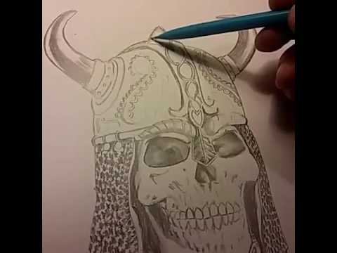 480x360 Viking Skull Drawing Part - Viking Skull Drawing