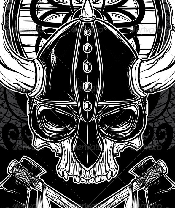 590x700 Viking Drawing Skull For Free Download - Viking Skull Drawing