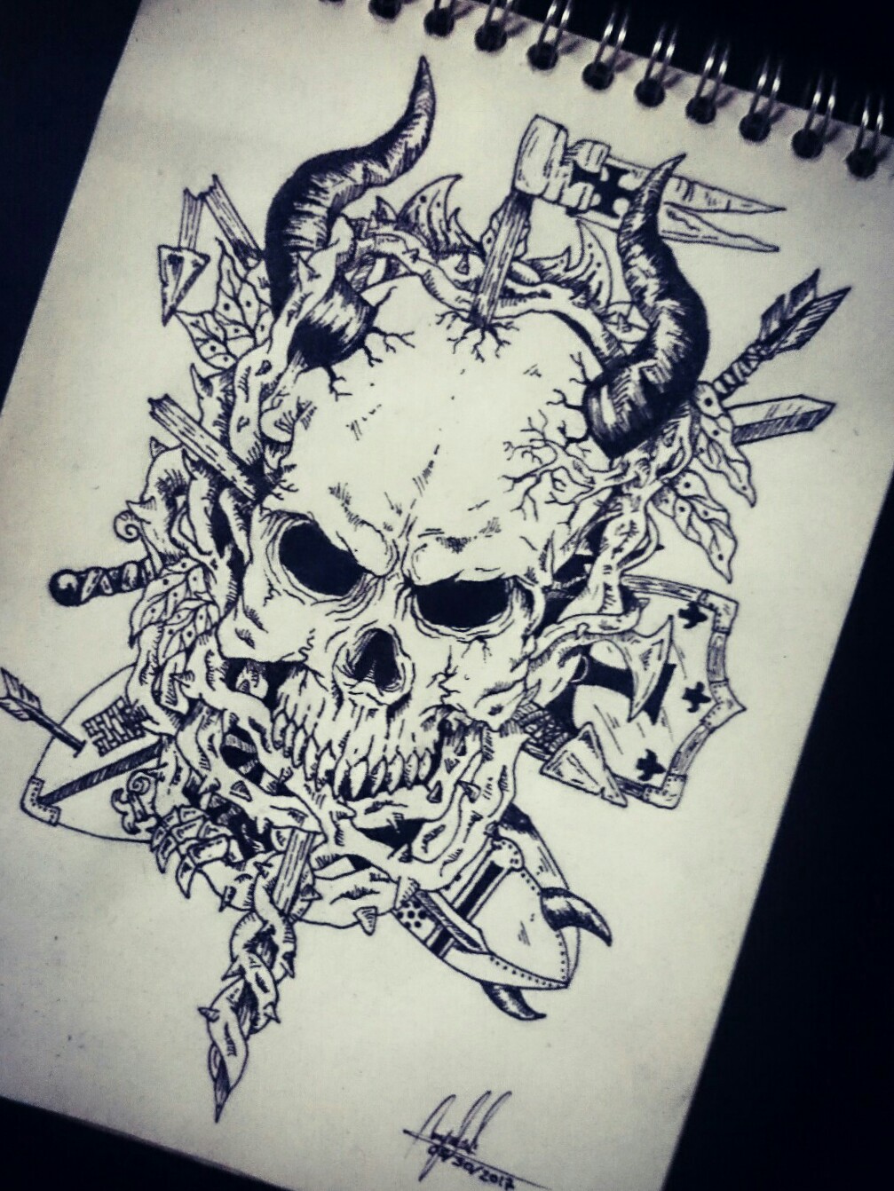 1007x1342 Angel Viking Skull Tattoodo - Viking Skull Drawing