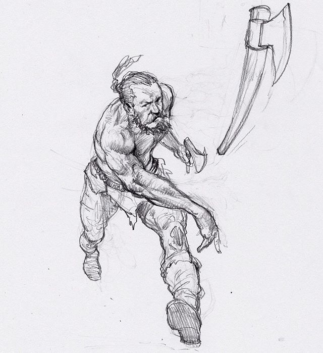640x699 axe throwing viking sketch - Viking Warrior Drawing