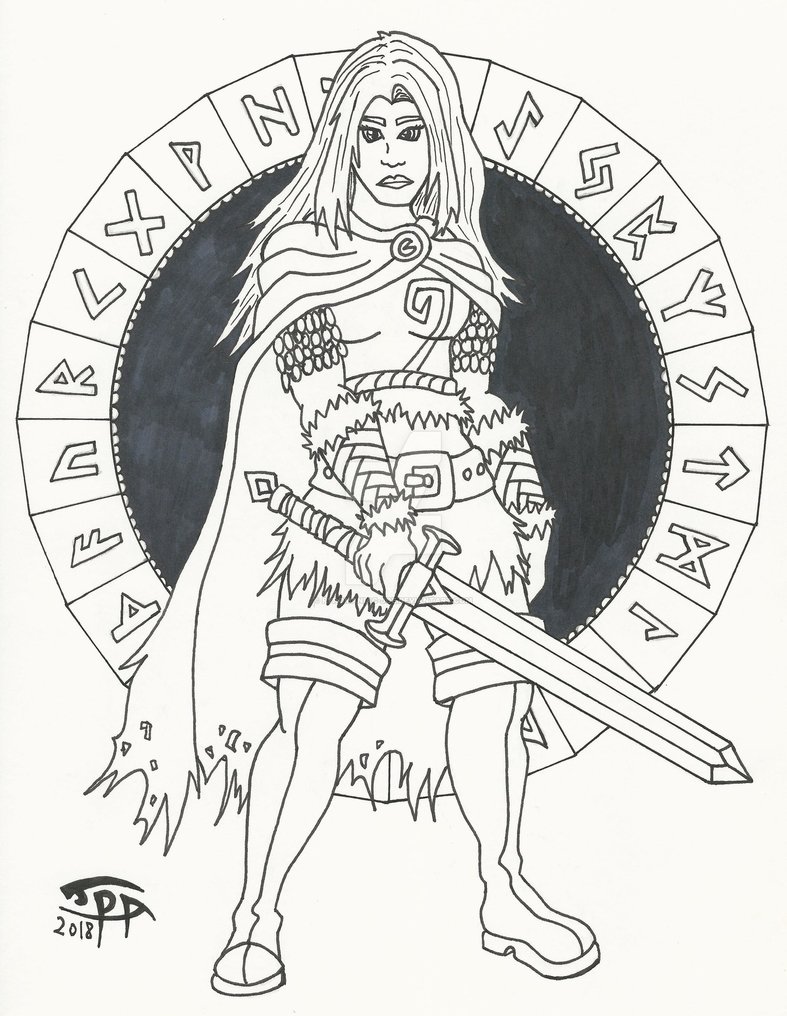 787x1016 Viking Woman Drawing - Viking Woman Drawing