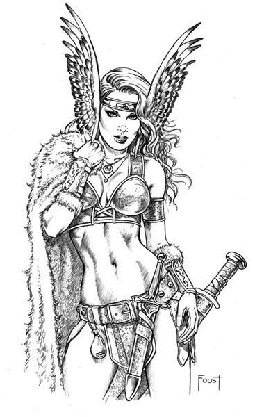 367x600 Pen And Ink Of Viking Warrior Women Images Drawings I Like - Viking Woman Drawing