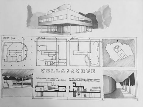480x360 Villa Savoye Timelapse Drawing - Villa Drawing