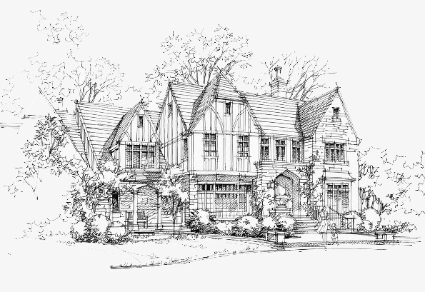 595x409 creative villa pen drawing, creative, beautiful, pen drawing png - Villa Drawing