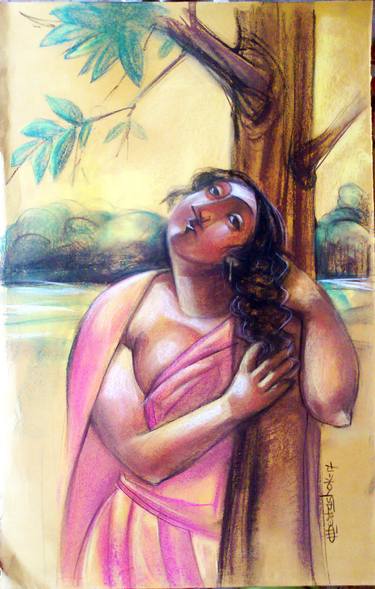 375x589 Village Woman Drawing - Village Drawing