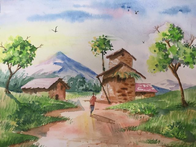 640x480 Drawing A Beautiful Landscape Of An Indian Village Trybe - Village Drawing