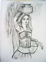 192x256 Image Result For Village Woman Sketch To Learn - Village Girl Drawing