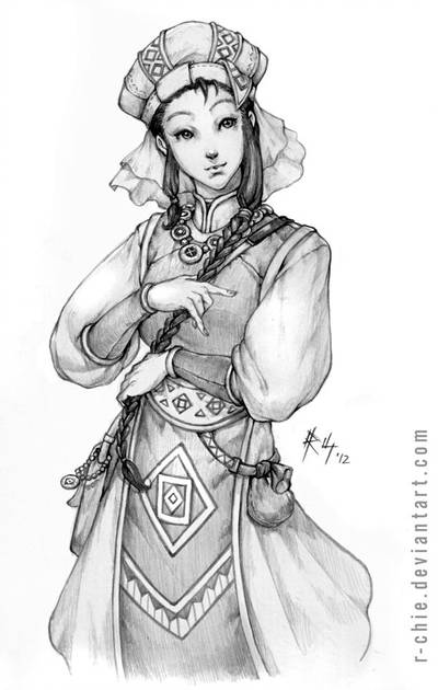 400x630 Village Woman Sketch Drawing - Village Girl Drawing