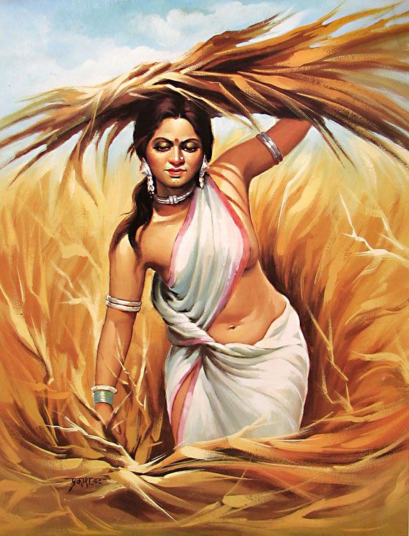 573x750 Village Woman In Beautiful People Indian Paintings - Village Girl Drawing