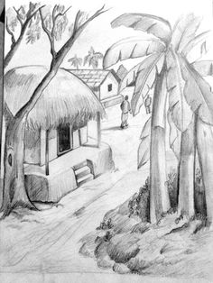 236x314 Indian Village Drawing Sketch For Kids Pencil Drawing Of Village - Village Sketch Drawing