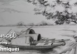 300x210 Pencil Sketch Of Village Scene Drawing Village Naturepencil - Village Sketch Drawing