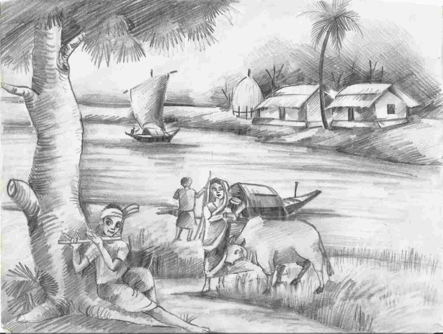 1517x1143 Rhcom Pencil Pencil Sketch Pic Village Pic Drawing - Village Sketch Drawing