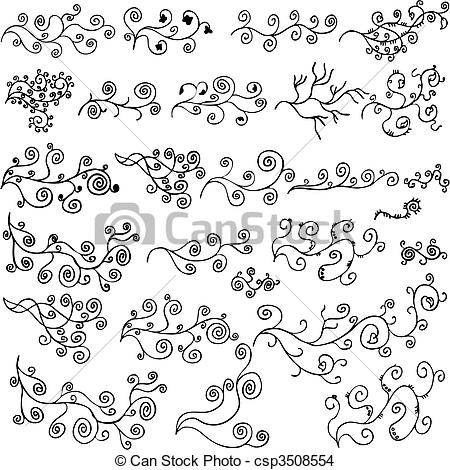 450x470 Vector Vines Design Element Set A Set Of Retro Vector Vine Design - Vine Drawing Designs