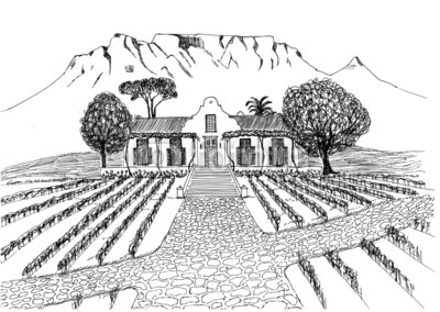 400x284 vineyard in colonial style drawing wall mural speak wallpaper - Vineyard Drawing