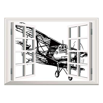 425x425 Scocici Window Mural Wall Stickervintage Airplane - Vintage Airplane Drawing