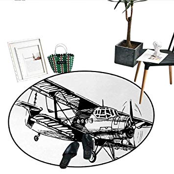 355x355 vintage airplane home decor area rug drawing - Vintage Airplane Drawing