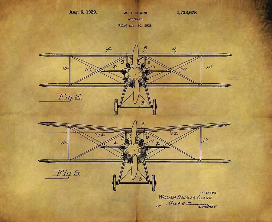 900x735 airplane patent vintage drawing - Vintage Airplane Drawing