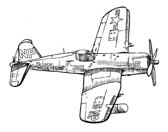 570x449 war plane style vintage airplane ink drawing clipart ready for etsy - Vintage Airplane Drawing