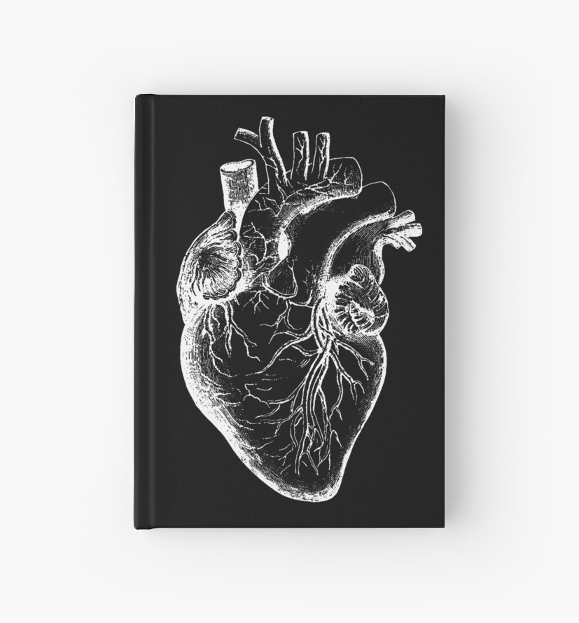 827x889 vintage anatomy anatomical heart hardcover journals - Vintage Anatomical Heart Drawing