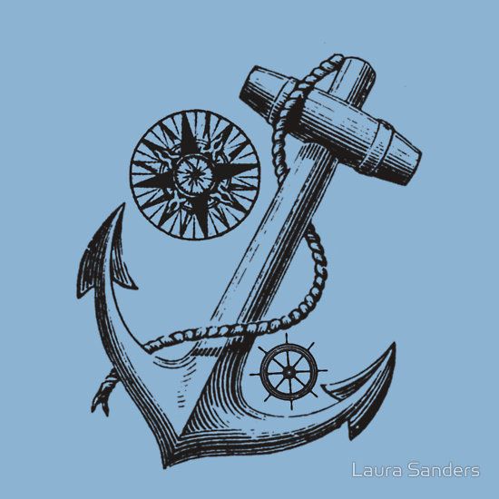 550x550 Nautical Map Drawing With Anchors - Vintage Anchor Drawing