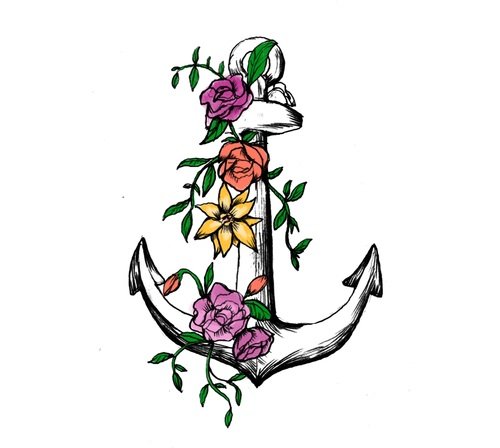 500x448 Temporary Tattoo - Vintage Anchor Drawing