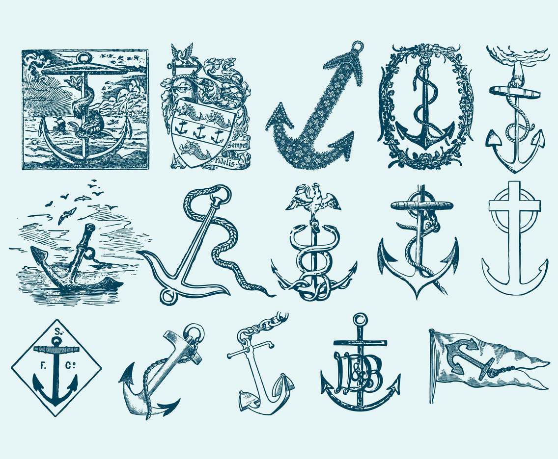 1136x936 Vintage Anchor Draws Vector Art Graphics - Vintage Anchor Drawing