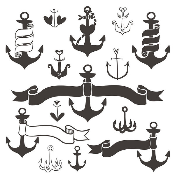 600x600 vintage anchor with ribbon banners art print - Vintage Anchor Drawing