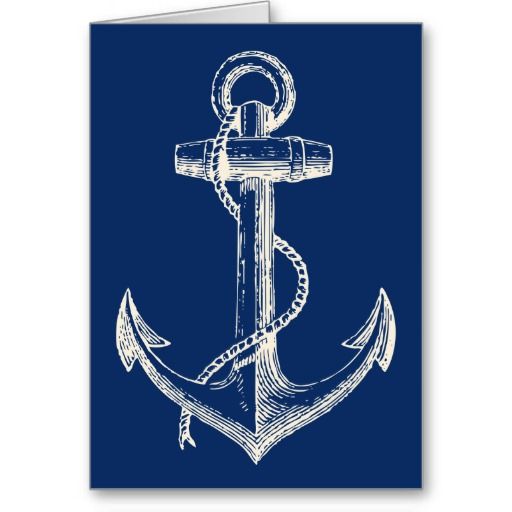 512x512 Anchor Nautical Greeting Card Gift Navy Blue White - Vintage Anchor Drawing