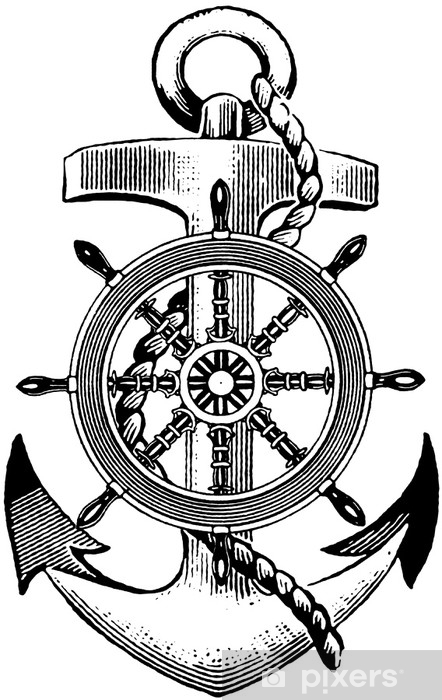 442x700 Vintage Drawing Anchor Wall Mural We Live To Change - Vintage Anchor Drawing