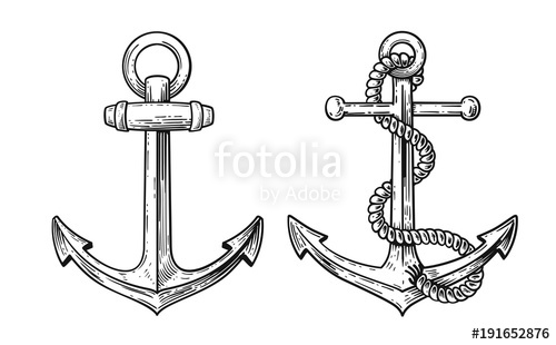500x310 Vintage Sea Anchor With A Rope Stock Image And Royalty Free - Vintage Anchor Drawing