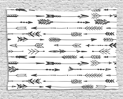 425x345 lunarable arrow tapestry, drawing style figures - Vintage Arrow Drawing