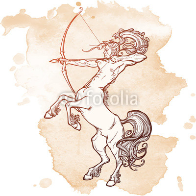 400x400 rearing centaur holding bow and arrow vintage style sketch buy - Vintage Arrow Drawing