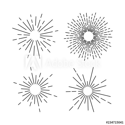 500x500 set of light rays, sunburst and rays of sun design elements - Vintage Arrow Drawing