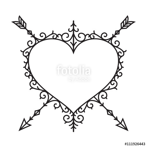 500x500 Graphic Vintage Heart And Arrow, Vector Stock Image And Royalty - Vintage Arrow Drawing