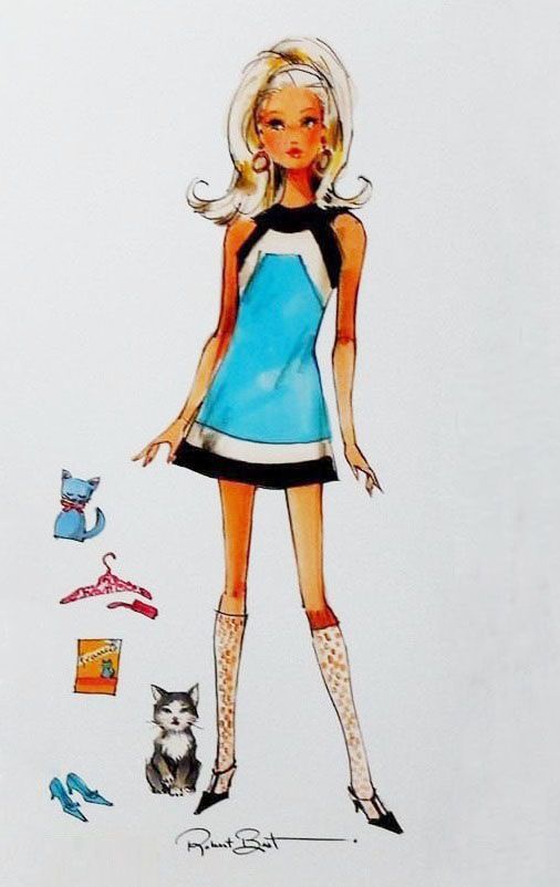 506x802 Robert Best Fashion Designer For Barbie Robert Best Kitty - Vintage Barbie Drawing
