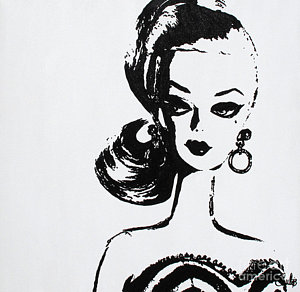300x292 Barbie Doll Original Artwork Fine Art America - Vintage Barbie Drawing