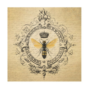 307x307 Vintage Bee Wood Wall Art Zazzle Ca - Vintage Bee Drawing