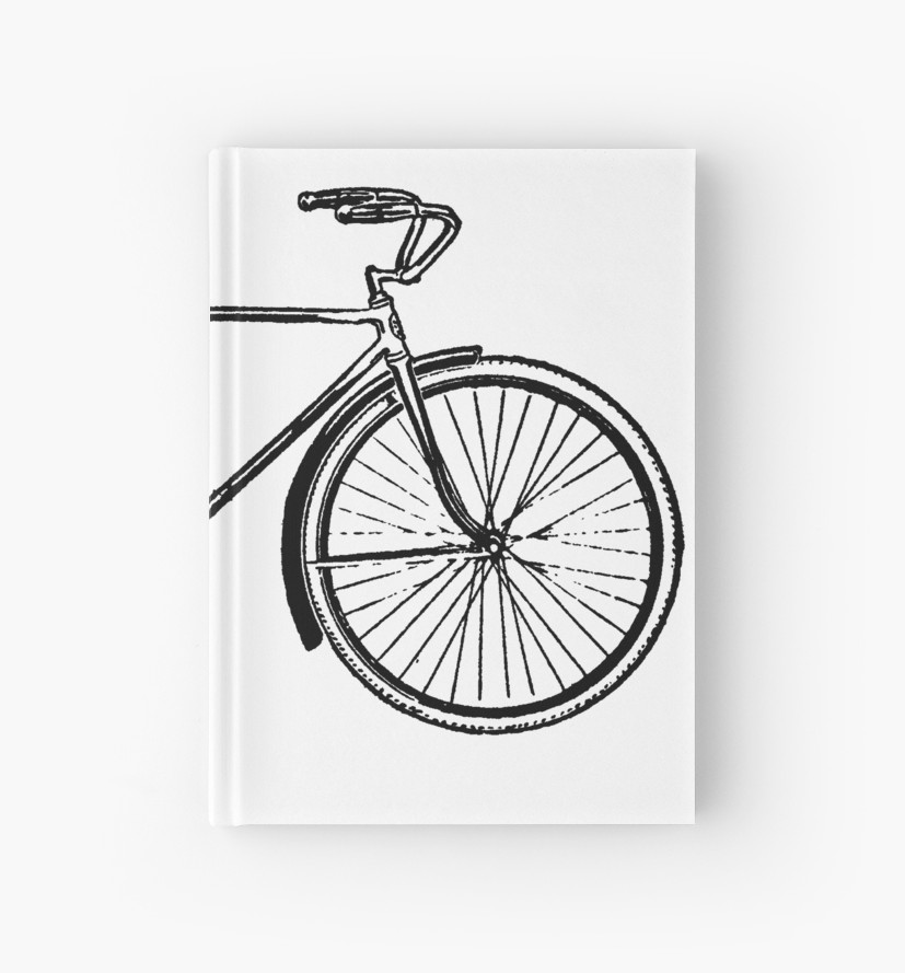 827x889 retro bicycle drawing hardcover journals - Vintage Bicycle Drawing