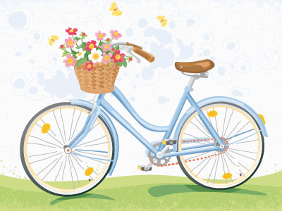 400x300 Vintage Bicycle With Flower Basket - Vintage Bicycle Drawing