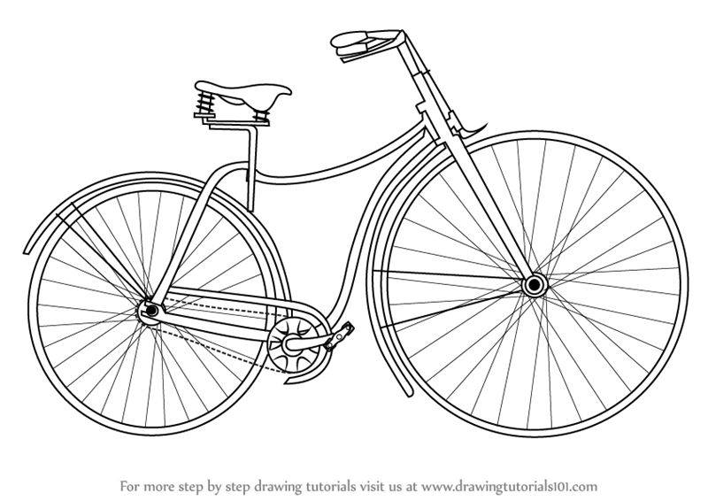 800x566 Learn How To Draw Vintage Cycle - Vintage Bike Drawing