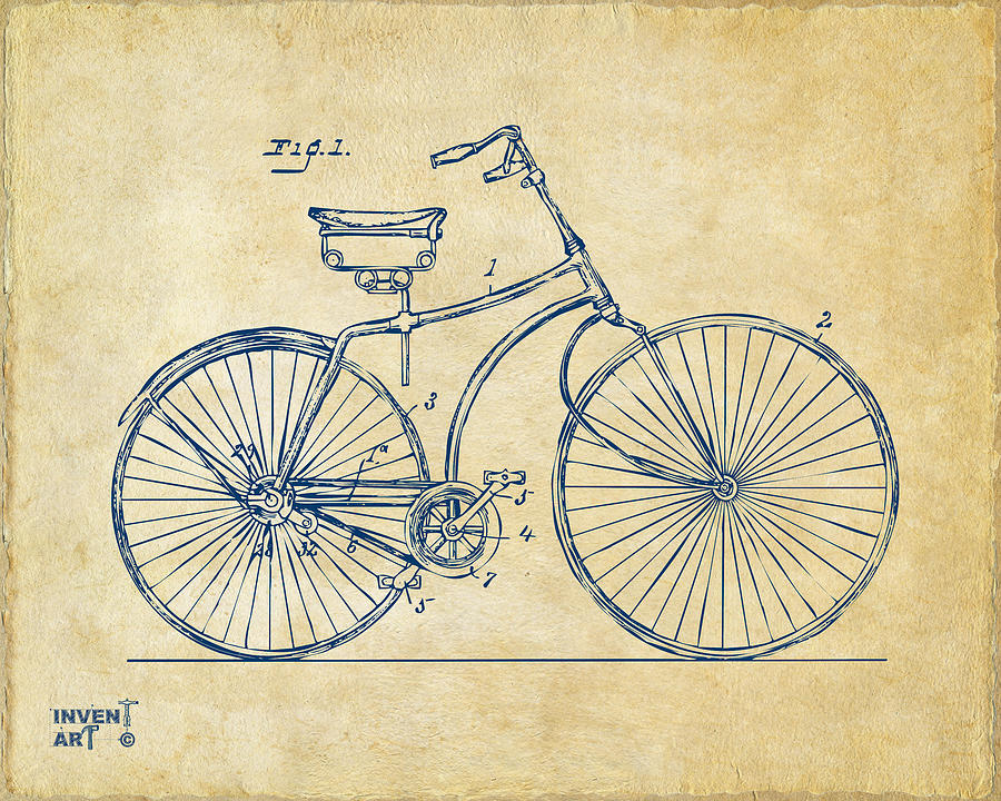 900x720 Bicycle Patent Minimal - Vintage Bike Drawing
