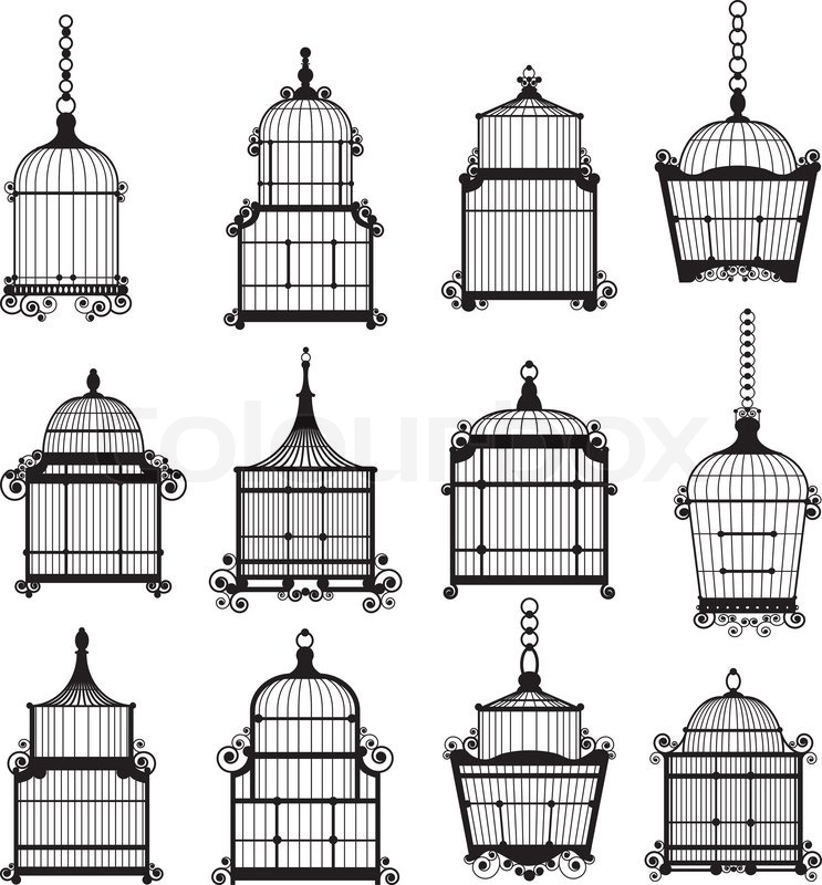 743x800 Set Of Ornamental Vintage Birdcage Stock Vector Colourbox - Vintage Bird Cage Drawing