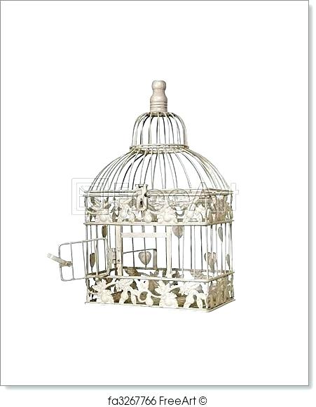 451x581 vintage bird cage vintage bird cage illustration art print vintage - Vintage Bird Cage Drawing