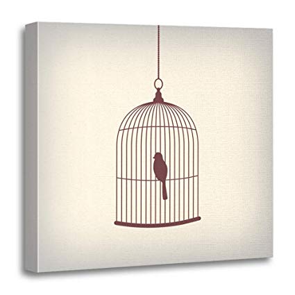 425x425 Emvency Canvas Prints Square Inches Birdcage - Vintage Bird Cage Drawing