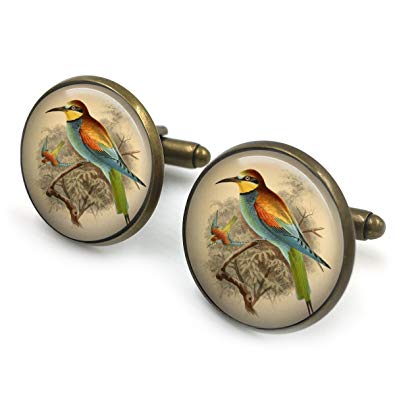 395x395 butterfly n beez antique bronze bee eater african bird cufflinks - Vintage Bird Drawing