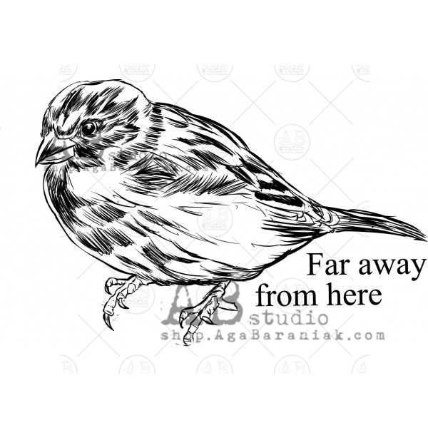 600x600 Rubber Stamp Vintage Bird - Vintage Bird Drawing