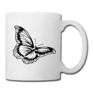190x190 Vintage, Butterfly, Black, Insects, Sketch Mug Spreadshirt - Vintage Butterfly Drawing