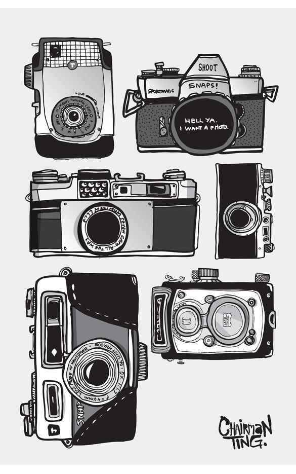 585x935 vintage camera drawing vintage camera collection set illustrated - Vintage Camera Drawing