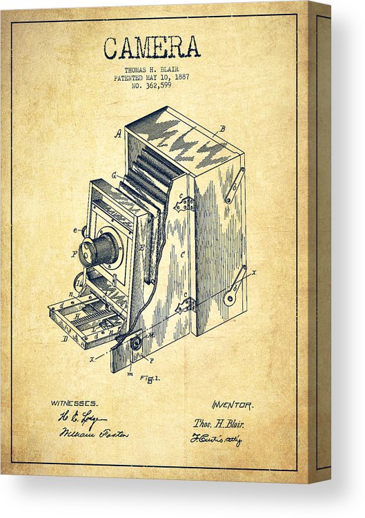 529x750 Vintage Camera Patent Drawing From Canvas Print Canvas Art - Vintage Camera Drawing