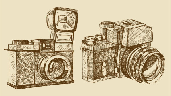 597x335 Free Vector Vintage Camera Free Vector In Encapsulated Postscript - Vintage Camera Drawing